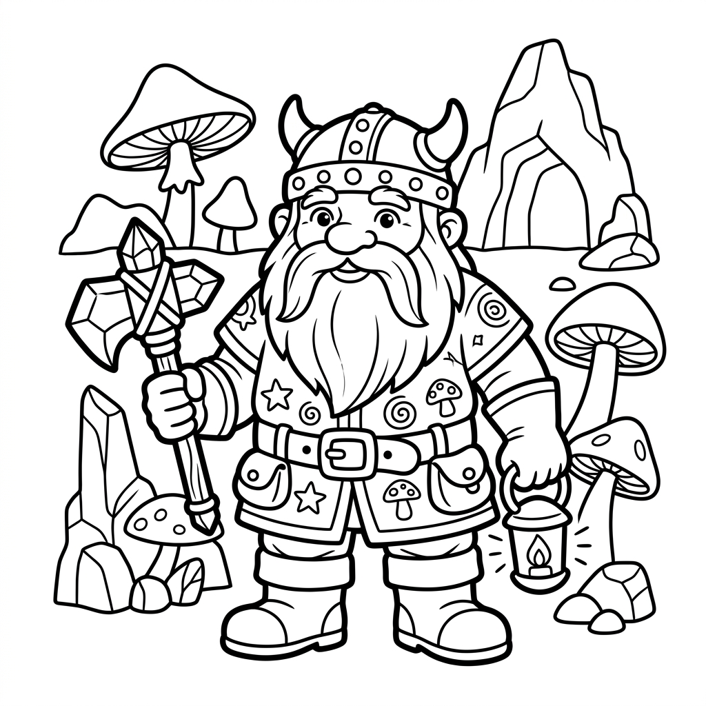 Dibujo para colorear de enano fantástico 10