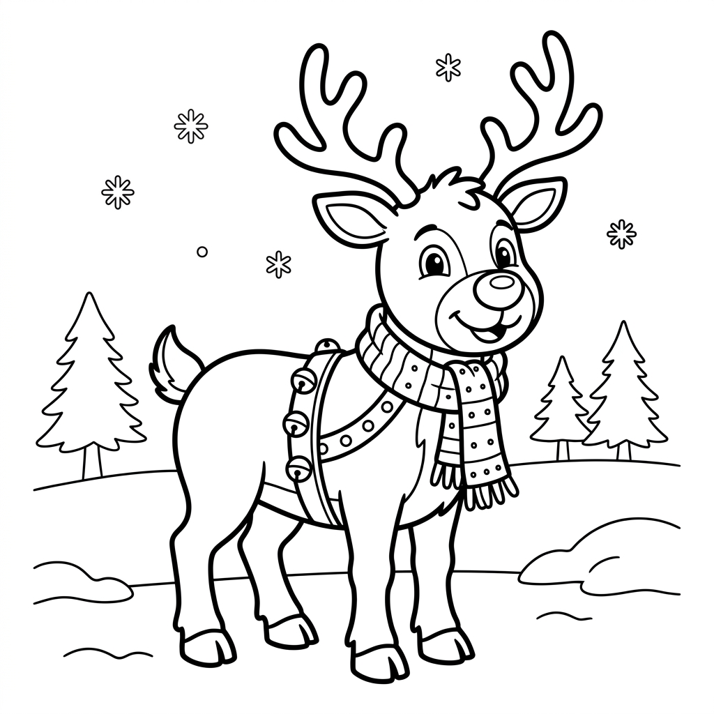 Christmas reindeer coloring page 6
