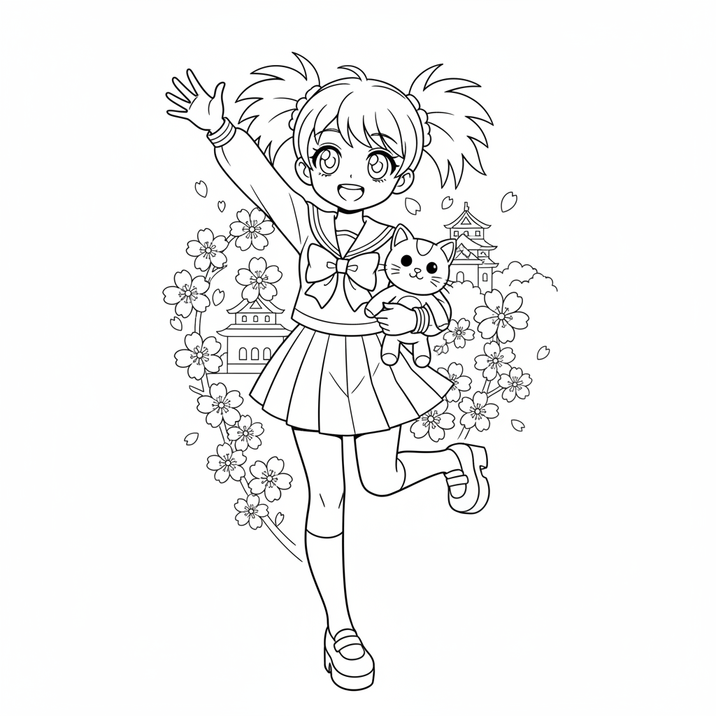 Anime-Mädchen 2 Ausmalbild