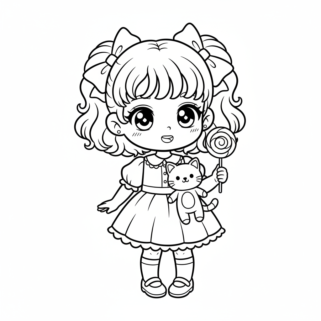 Cute anime girl 7 coloring page