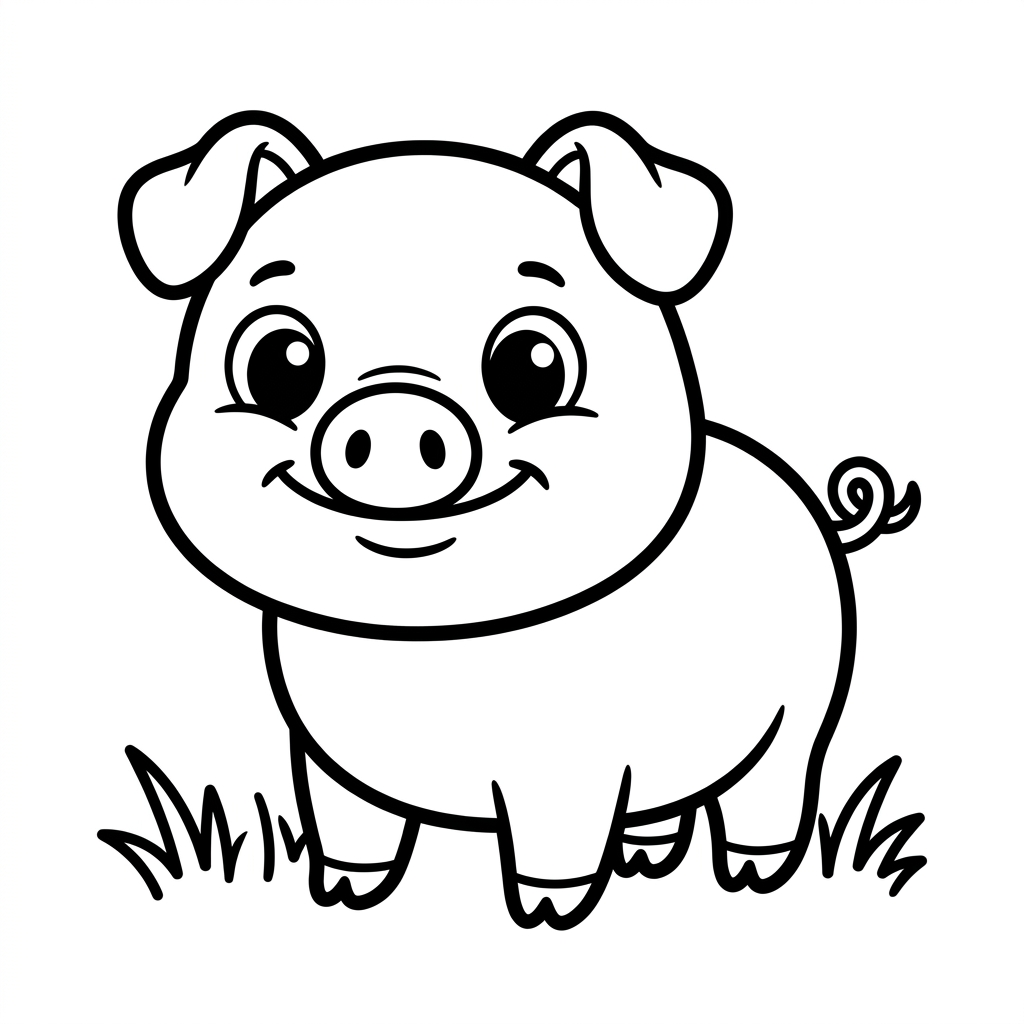 Coloriage Dessin de cochon kawaii 1 à imprimer