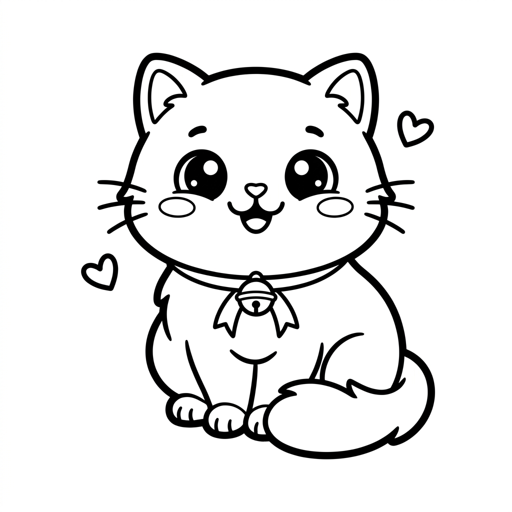 Disegno da colorare gatto kawaii 5