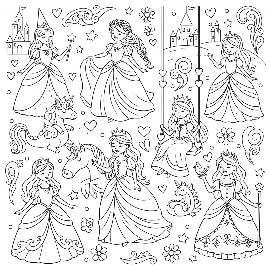 Princesses 9 coloring page