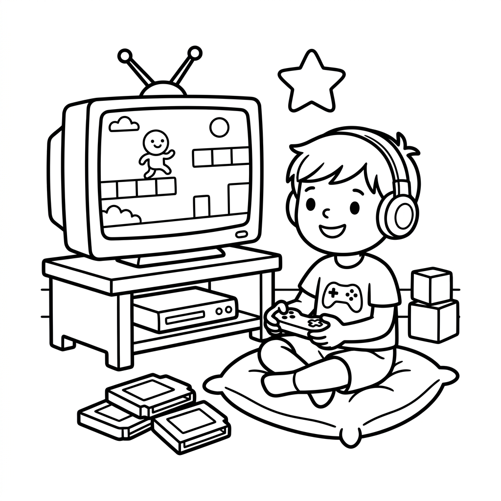 Gaming-Ausmalbild 1 mit einem Controller