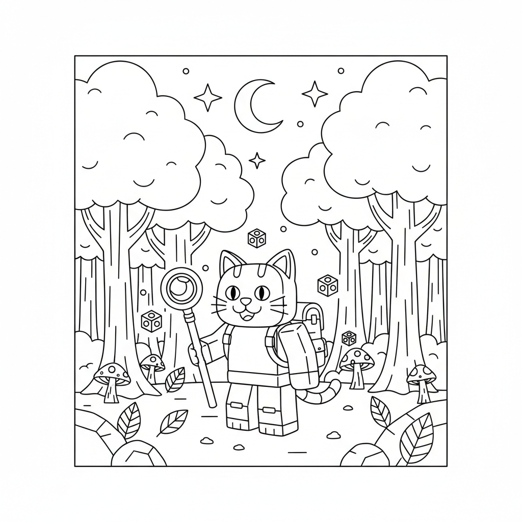 Dibujo para colorear del gato 7 de 99 Nights in the Forest