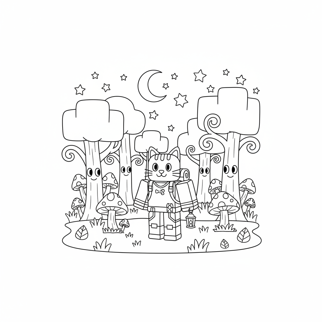 99 nights in the forest - the cat 1 涂色页