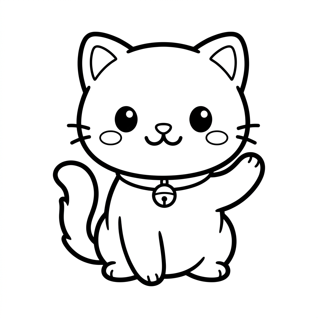 Kawaii cat coloring page 7
