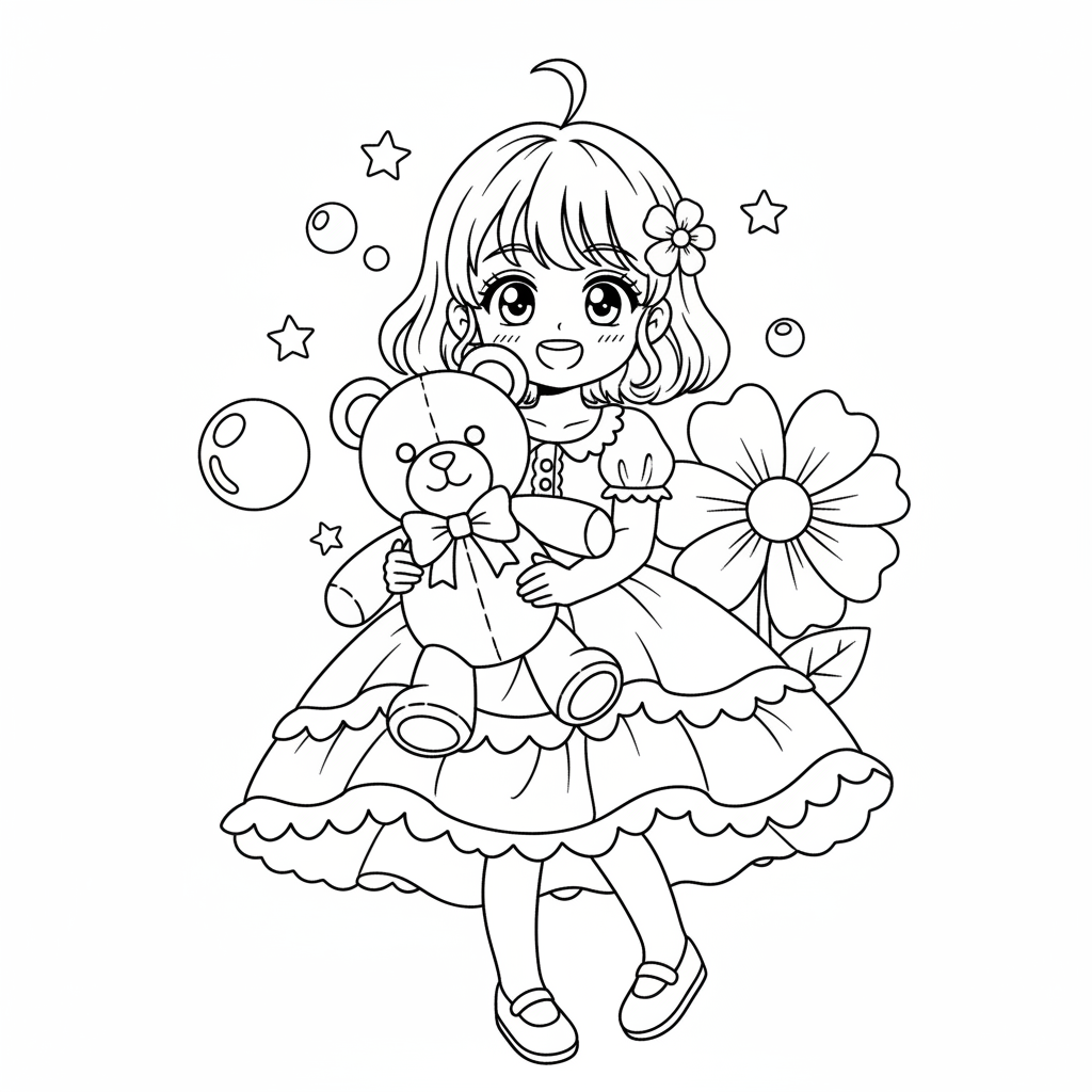 Dibujo de Anime Girl 5 para colorear