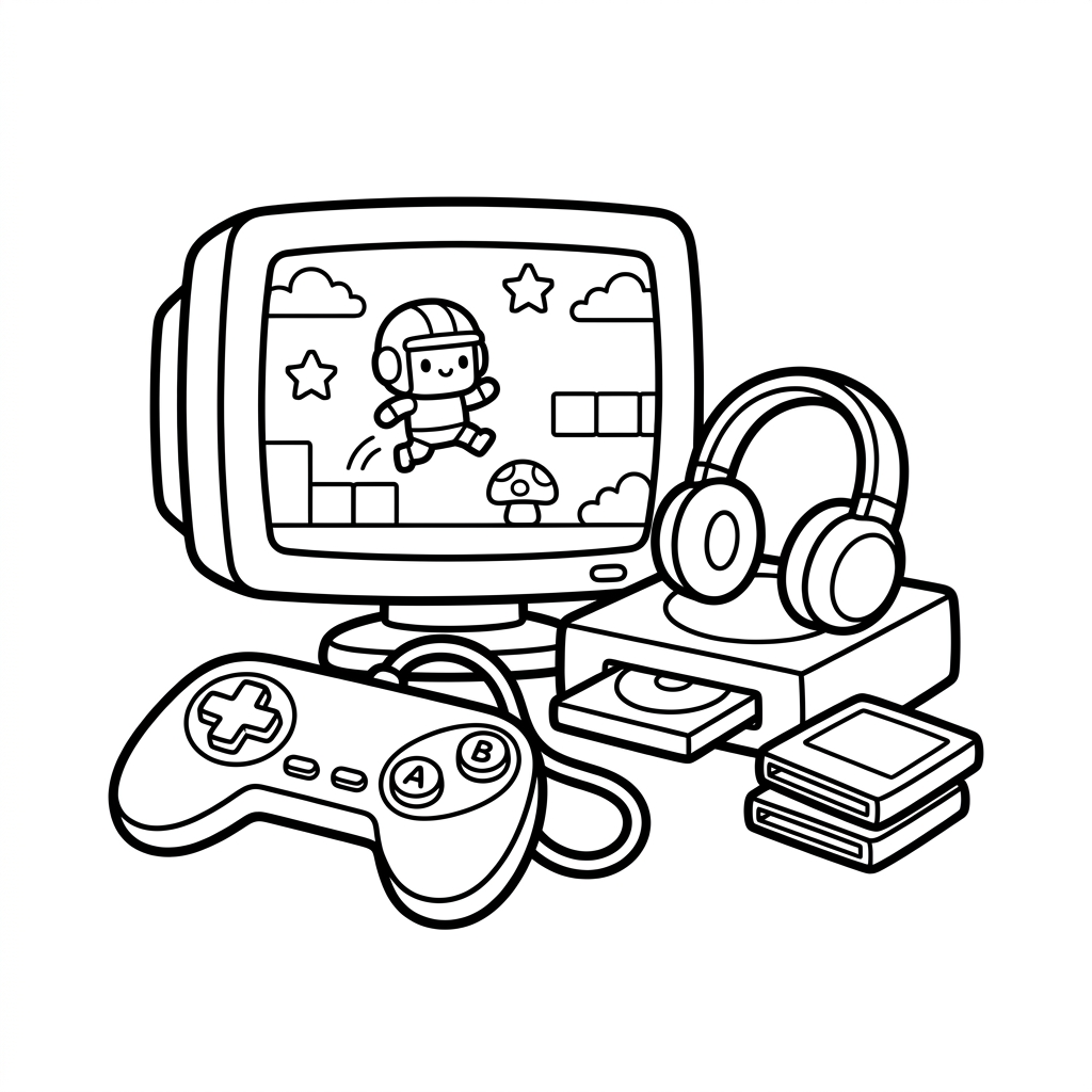 Coloriage Dessin de gaming 3 à imprimer