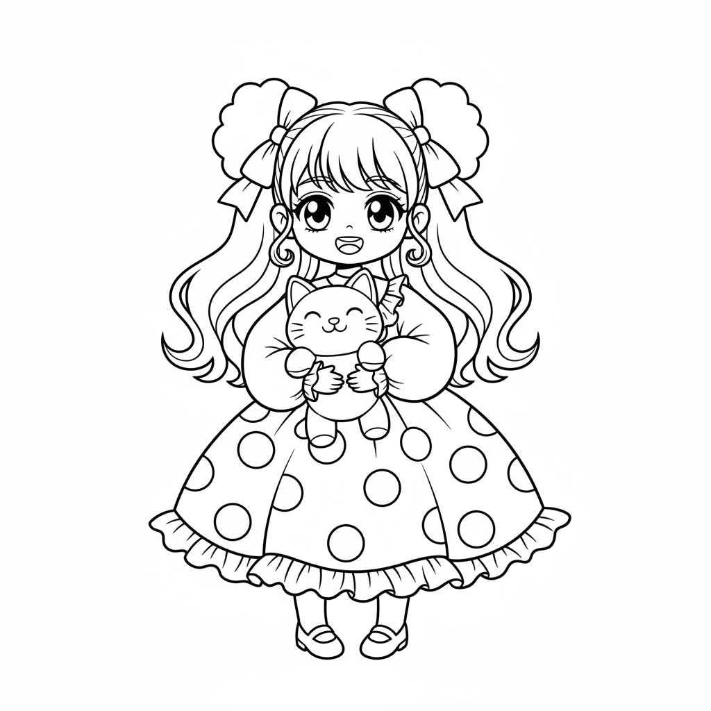 Süßes Anime-Mädchen 1 Ausmalbild