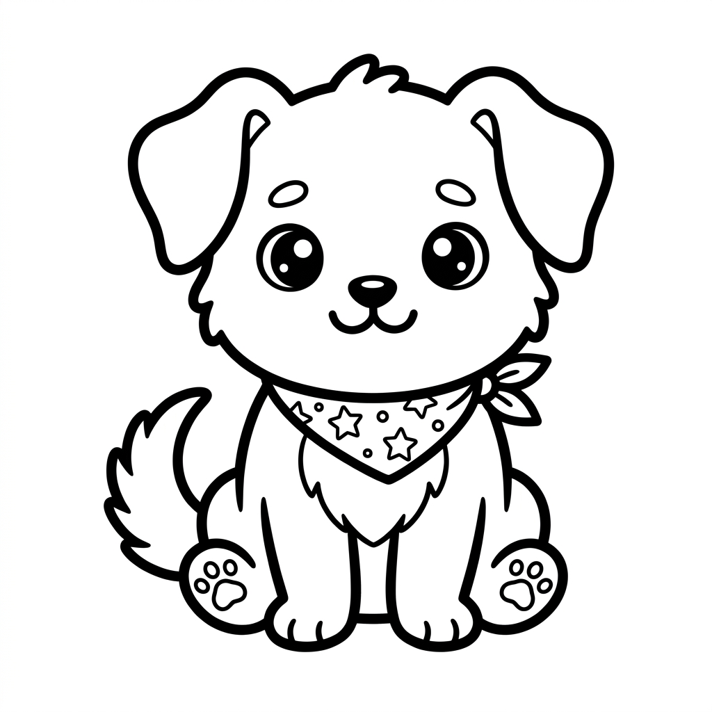 Disegno da colorare di cane kawaii 7