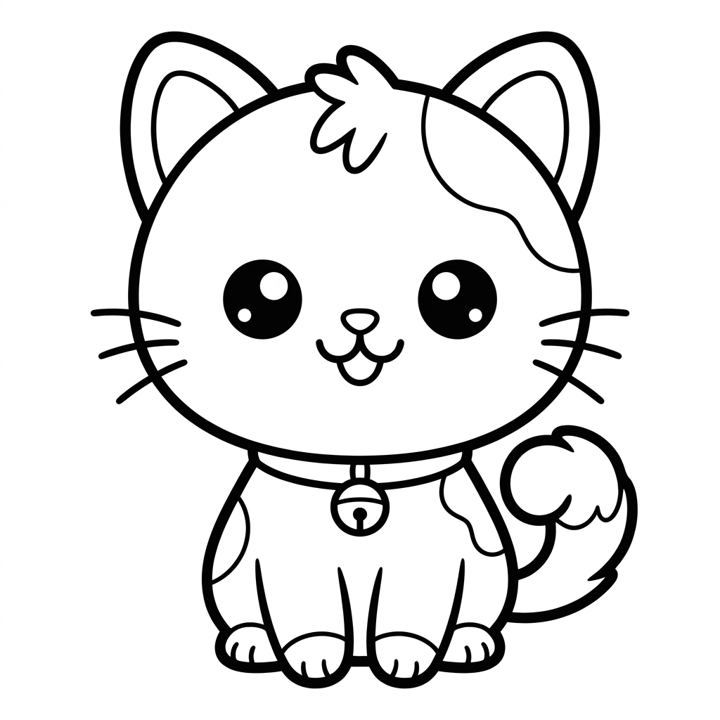 Kawaii cat coloring page 9