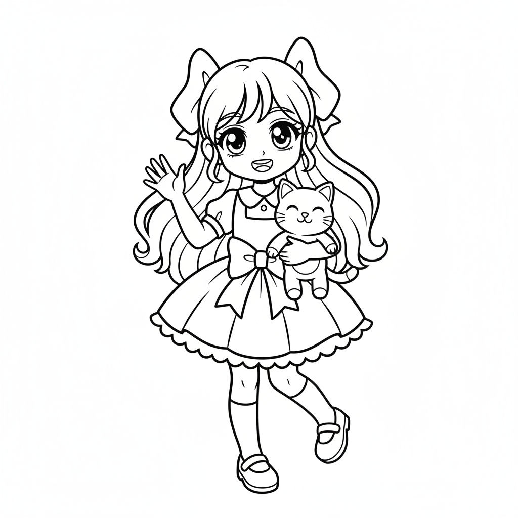 Dibujo para colorear Chica anime 6