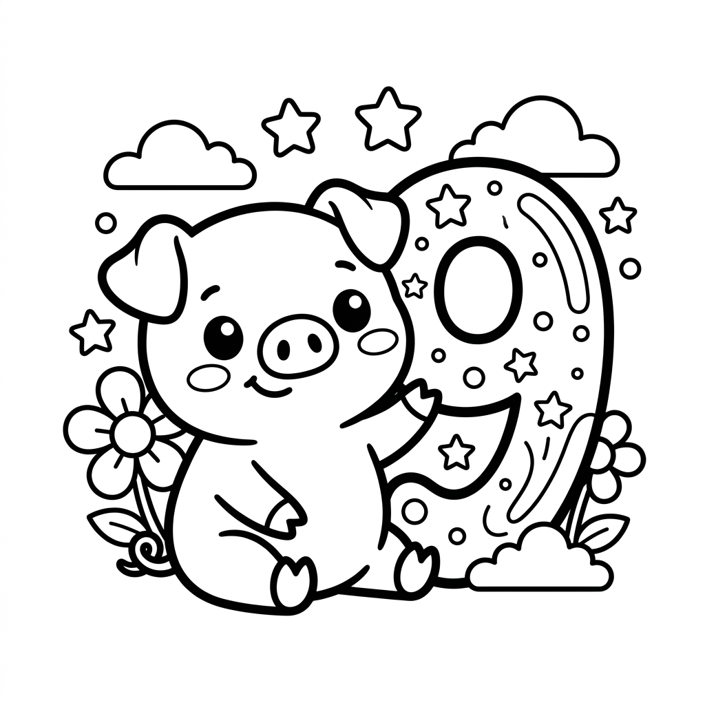 Kawaii-Schwein Ausmalbild 9