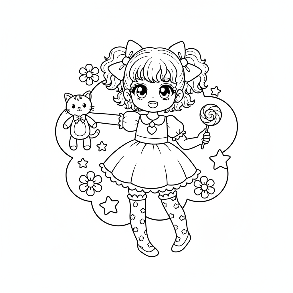 Disegno da colorare Ragazza Anime 5