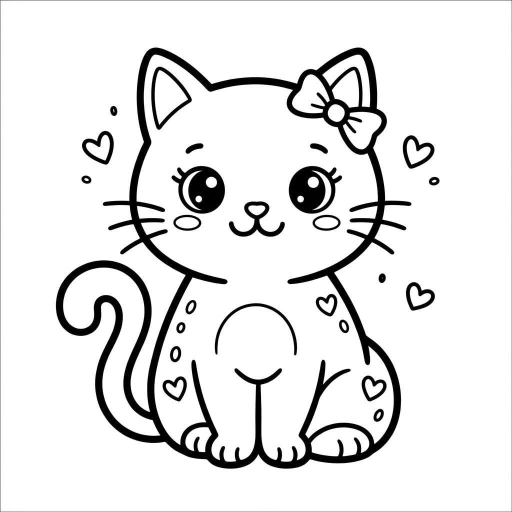Kawaii-Katzen-Ausmalbild 1