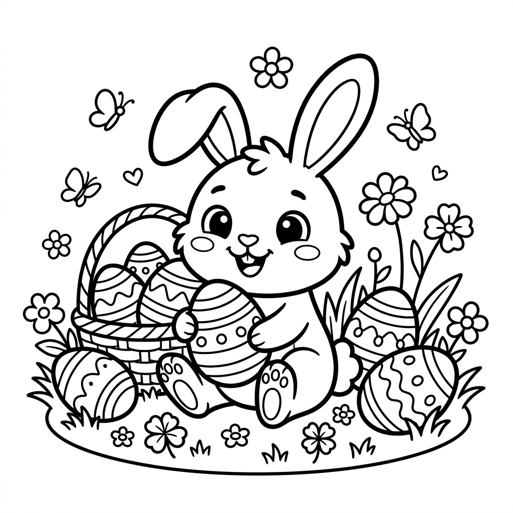 Kawaii Easter coloring page 6