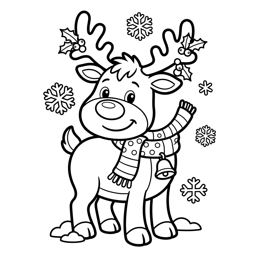 Dibujo de reno de Navidad para colorear 3