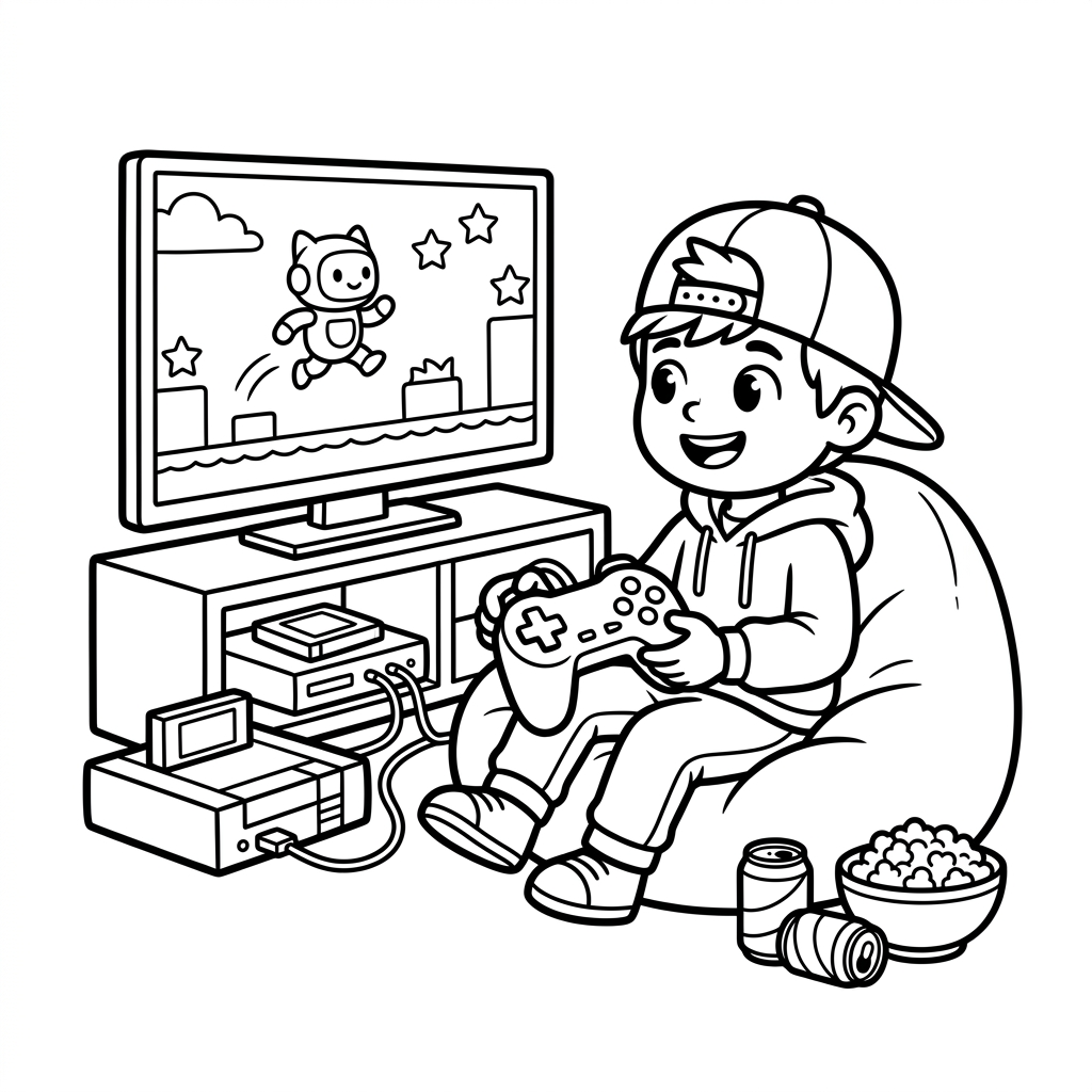 Dibujo de gaming 8 que muestra un mando de consola
