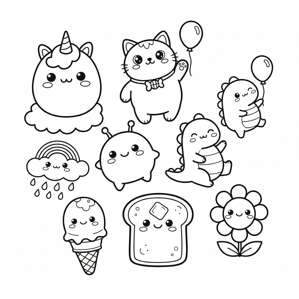 Kawaii 8 Ausmalbild