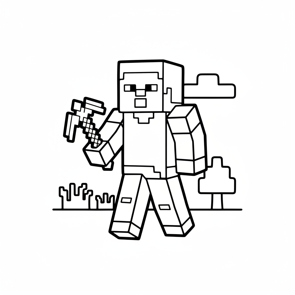 Steve Minecraft 1 coloring page