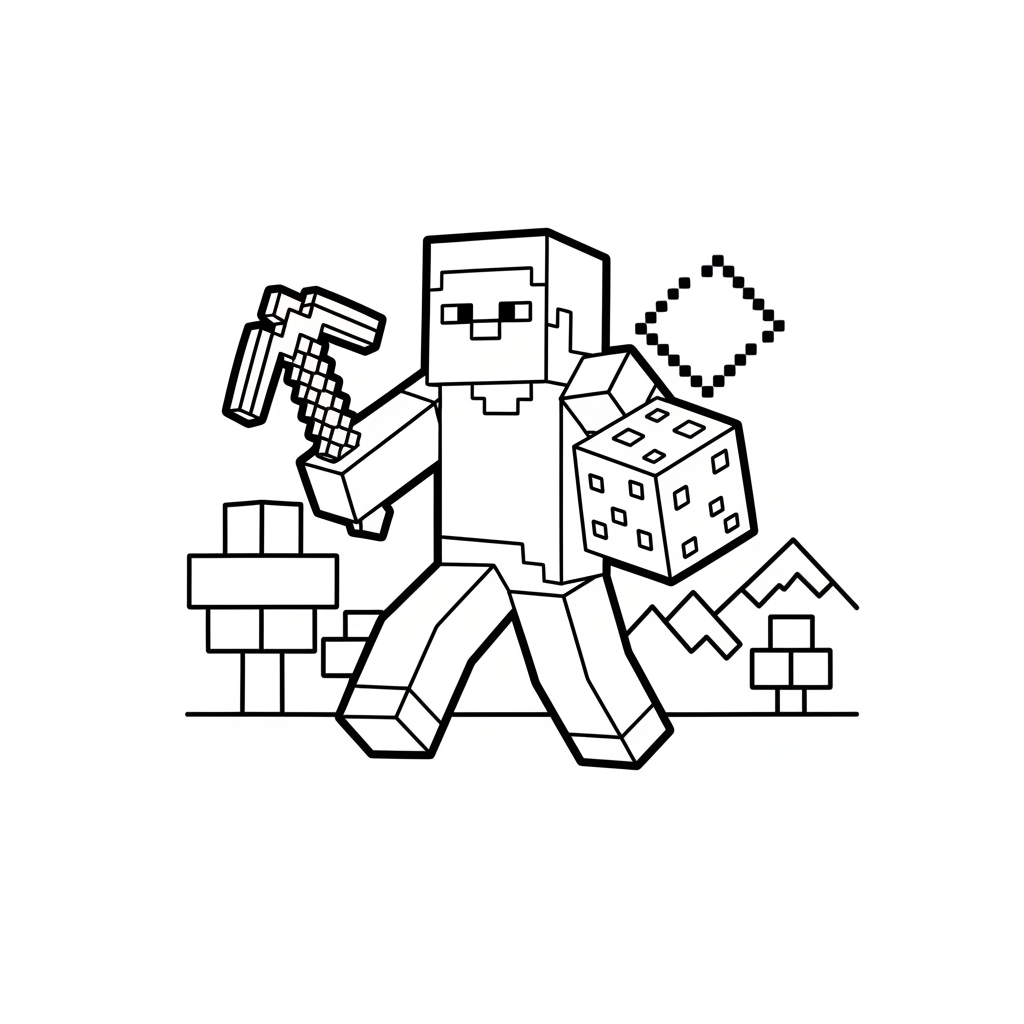 Steve Minecraft 5 coloring page