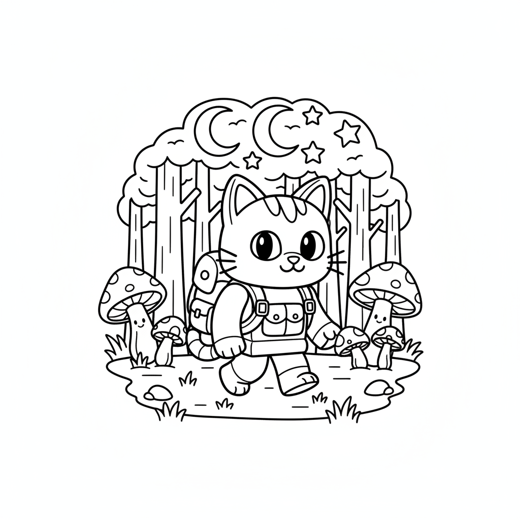 涂色页 99 nights in the forest - the cat 5