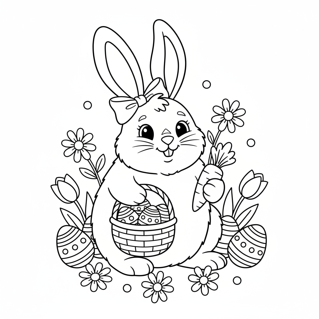 Disegno da colorare di coniglietto di Pasqua 8