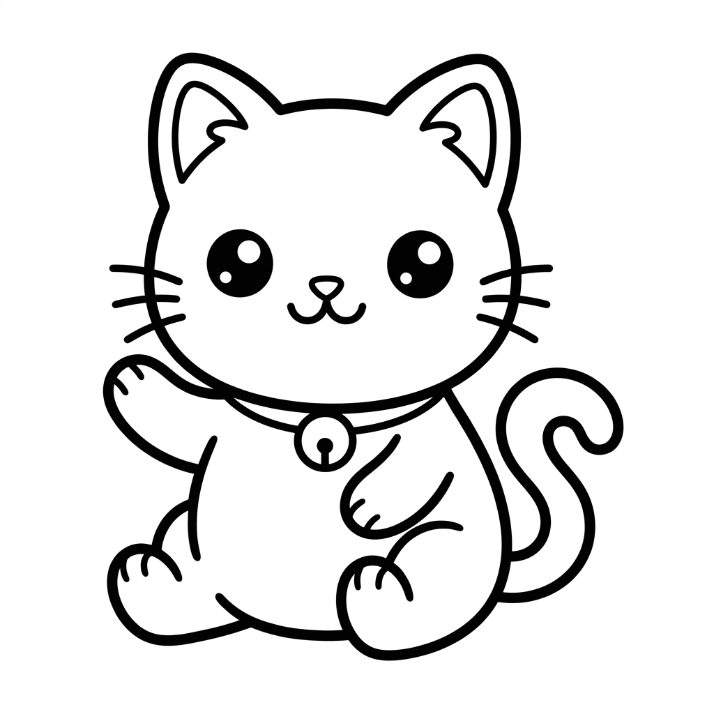Disegno da colorare di un gatto kawaii 10