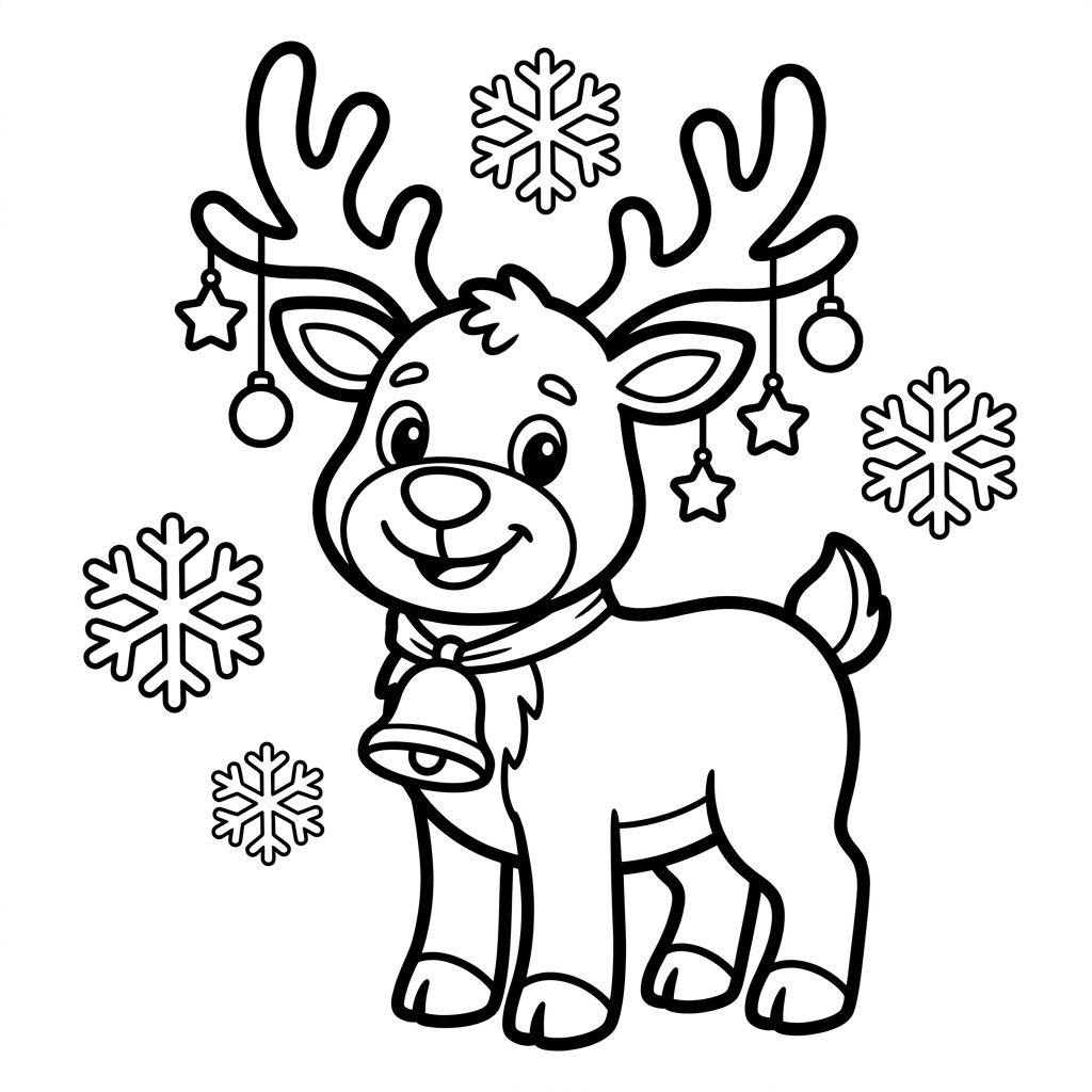 Coloriage Dessin de renne de noel 2 à imprimer