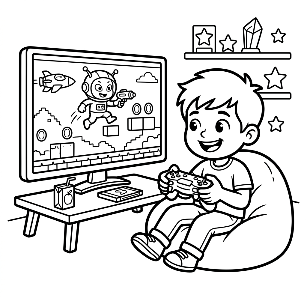 Disegno da colorare di gaming 5 con un controller