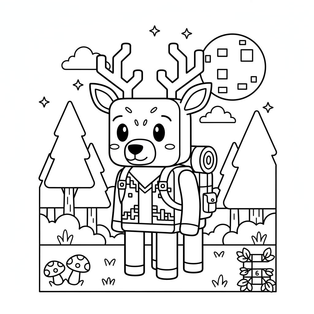 Roblox The Deer 99 Nights in the Forest 6 涂色页