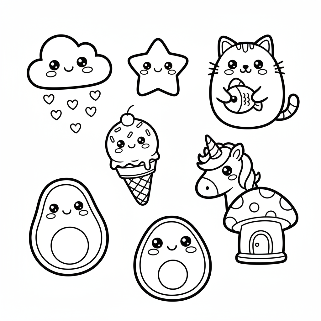 Kawaii 7 coloring page