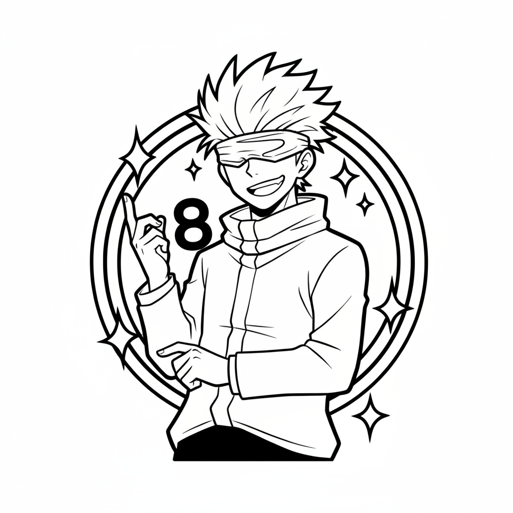 Gojo Satoru 8 coloring page