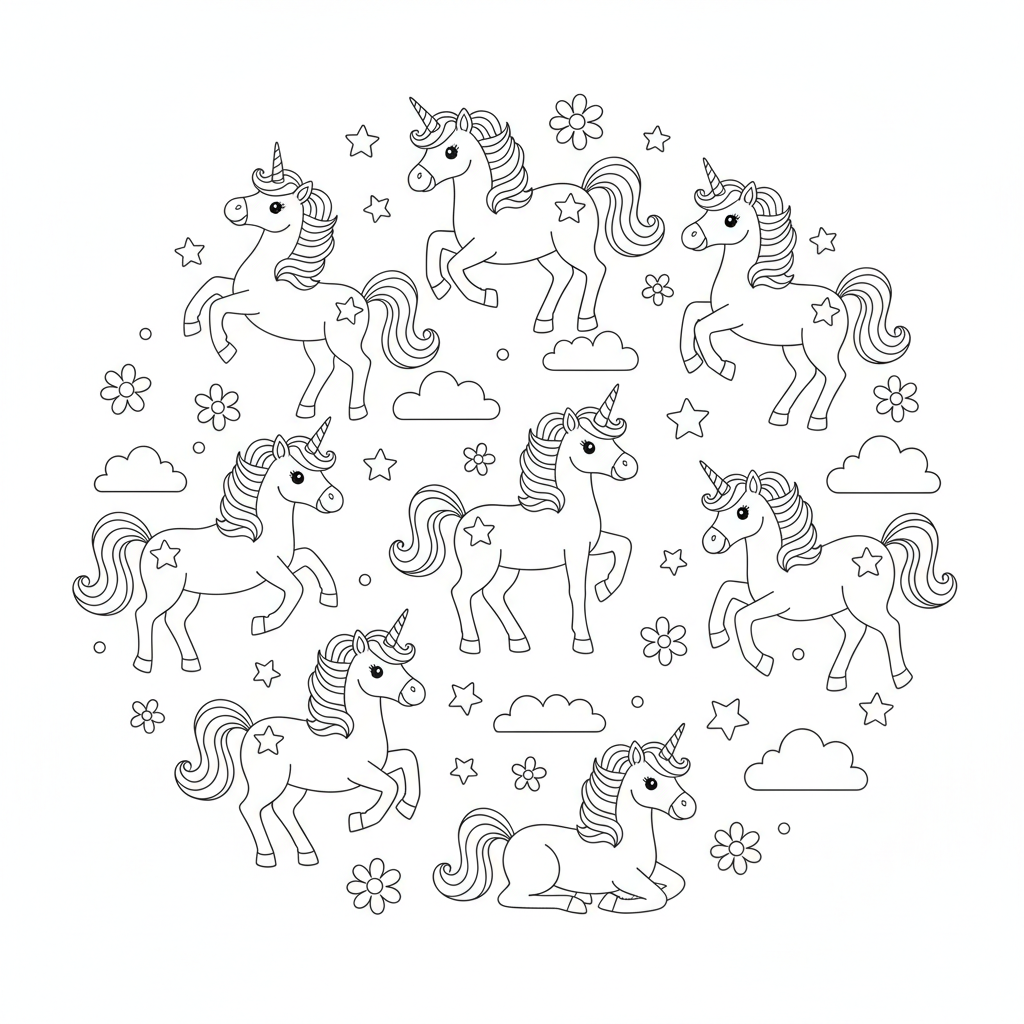 Unicorns 8 coloring page