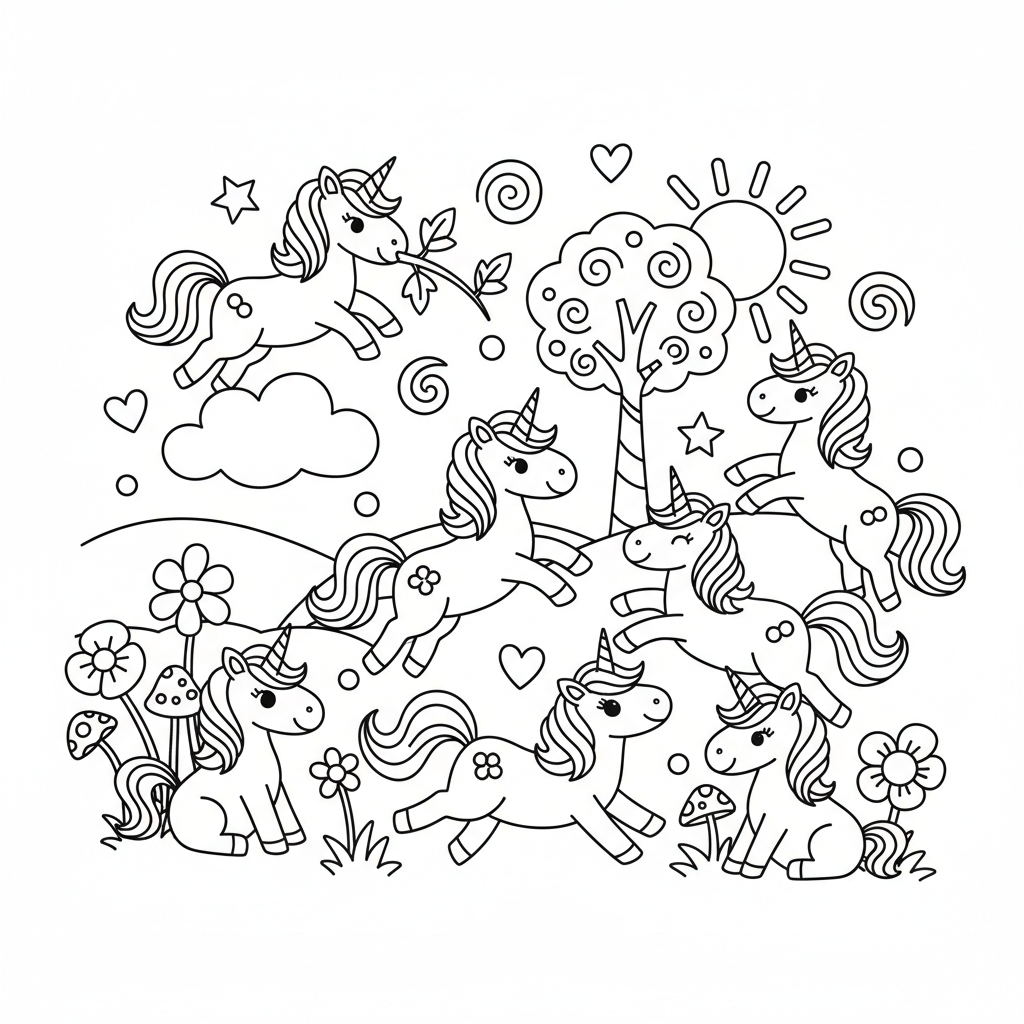 Dibujo de Unicornios 6 para colorear