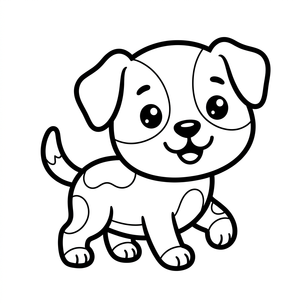 Dibujo de perro Kawaii para colorear 2
