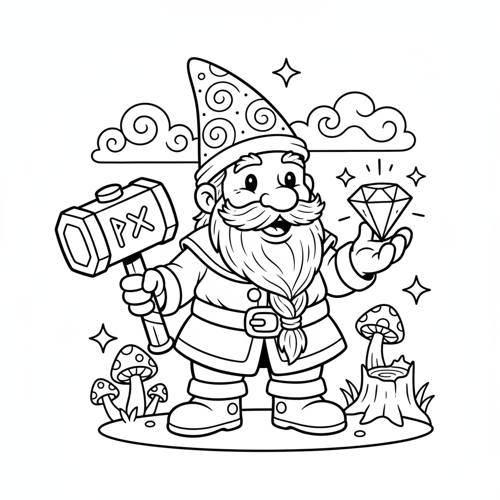 Fantasy-Zwerg Ausmalbild 2