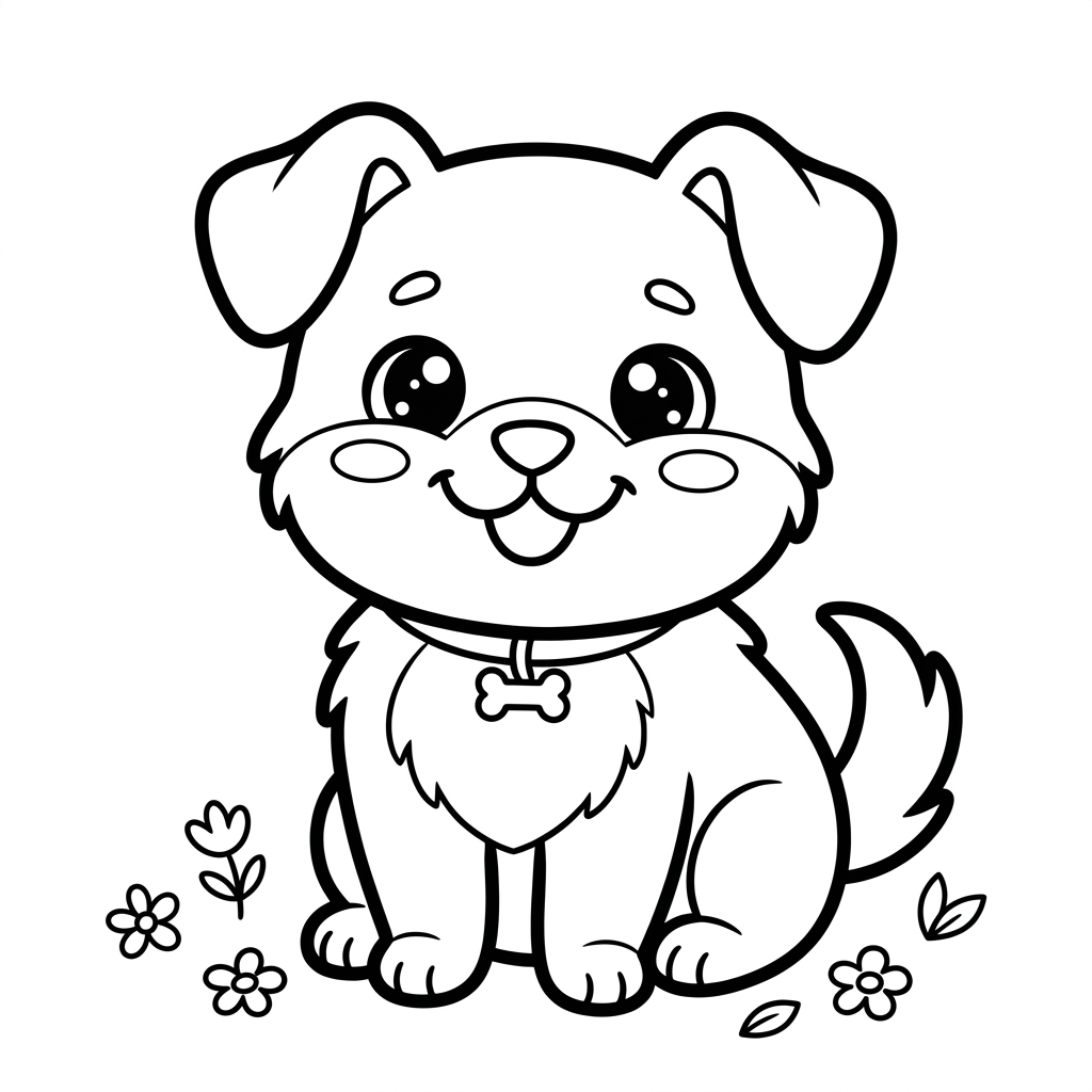 Kawaii-Hund Ausmalbild 5
