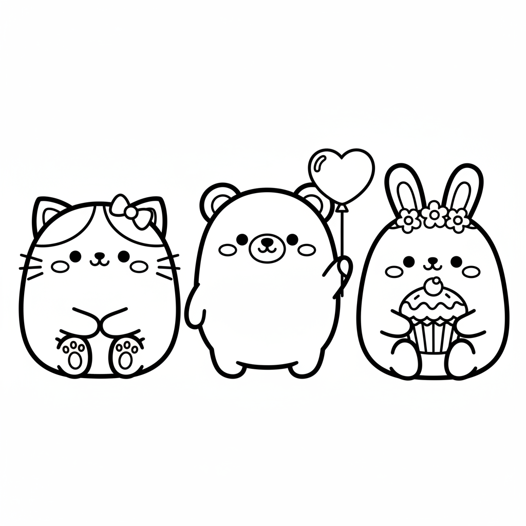 Kawaii 3 coloring page