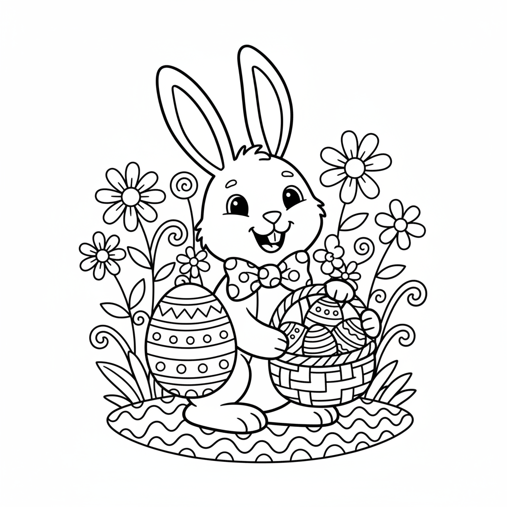 Disegno da colorare coniglietto di Pasqua 6