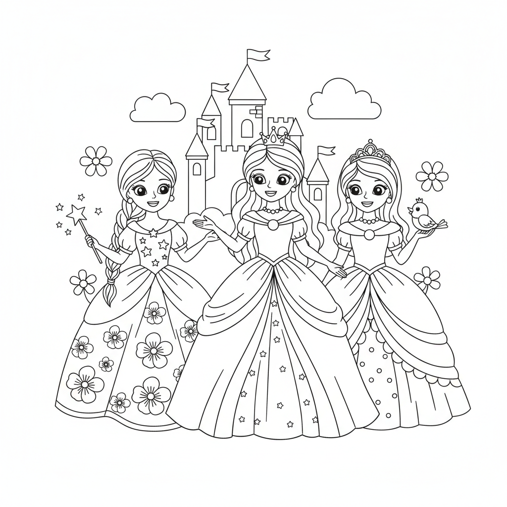 Dibujo de Princesas 4 para colorear