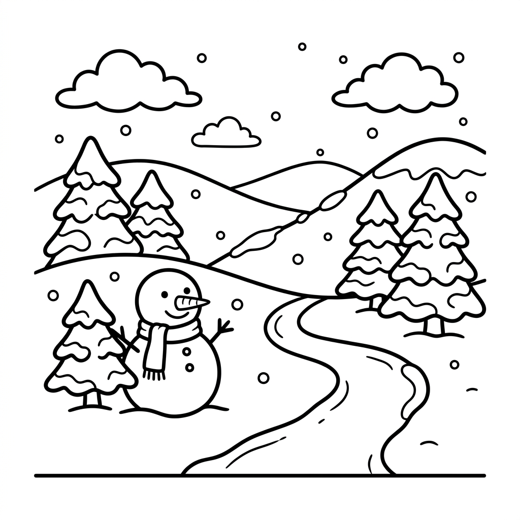 Dibujo de paisaje invernal 1