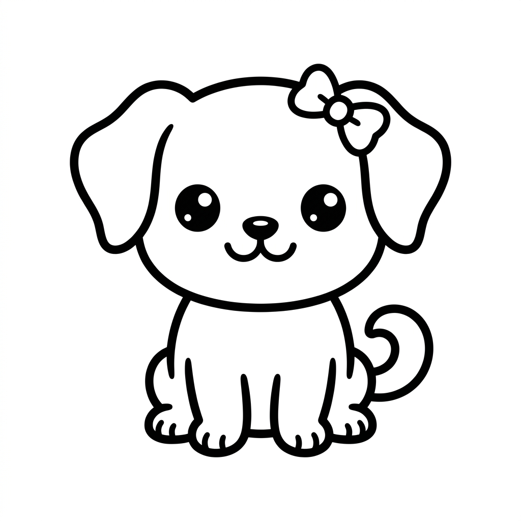 Kawaii Dog Coloring Page 6