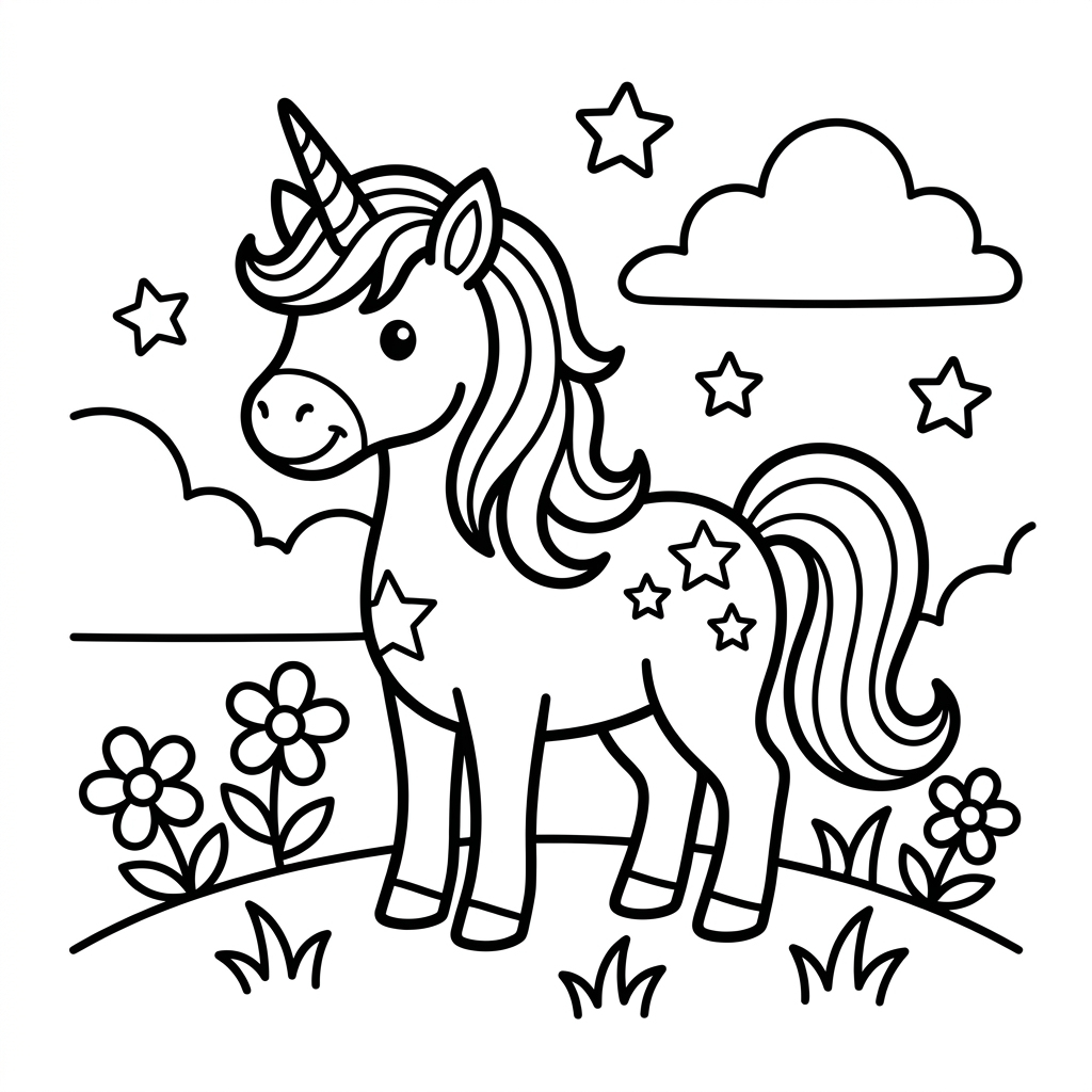 Coloriage Dessin de licorne 4 à imprimer