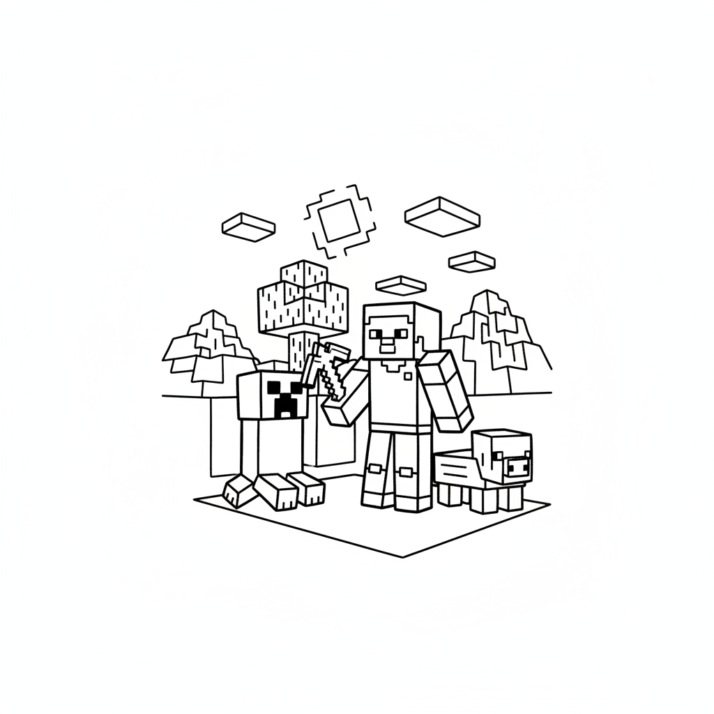 Minecraft Ausmalbild 1