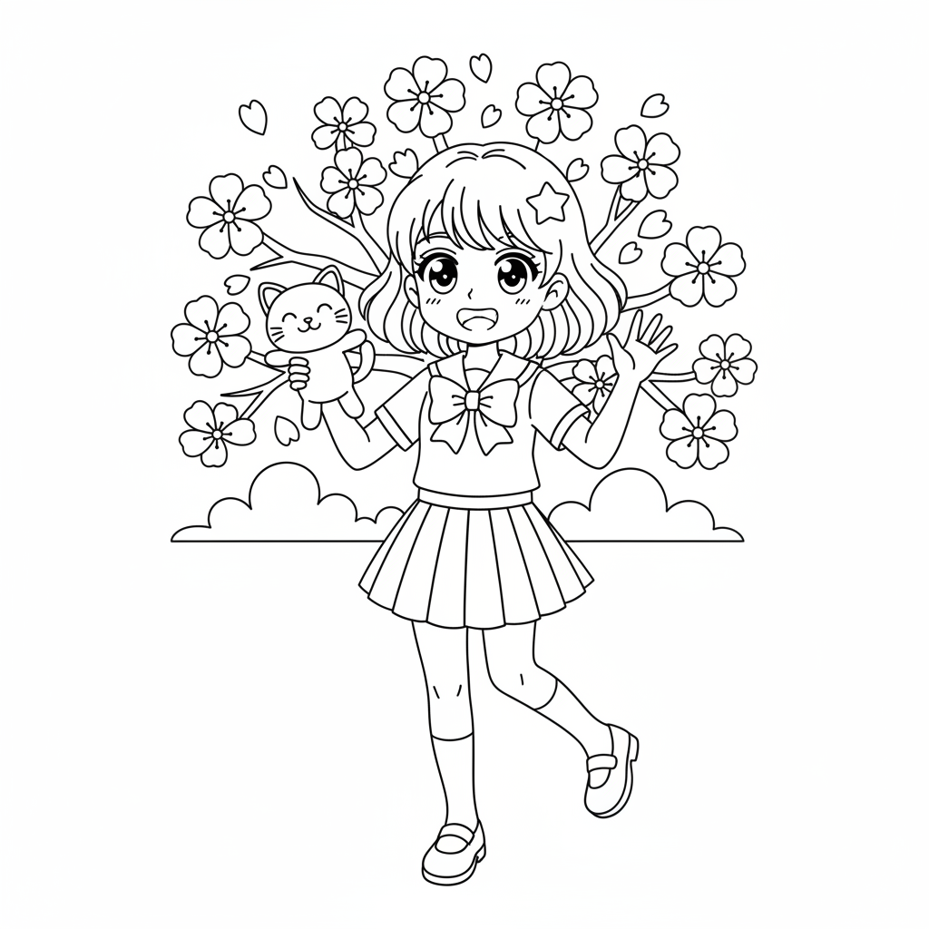 Disegno da colorare Ragazza anime 10