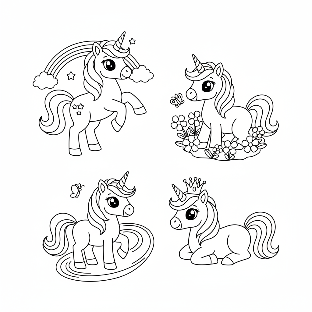 Unicorns 4 coloring page