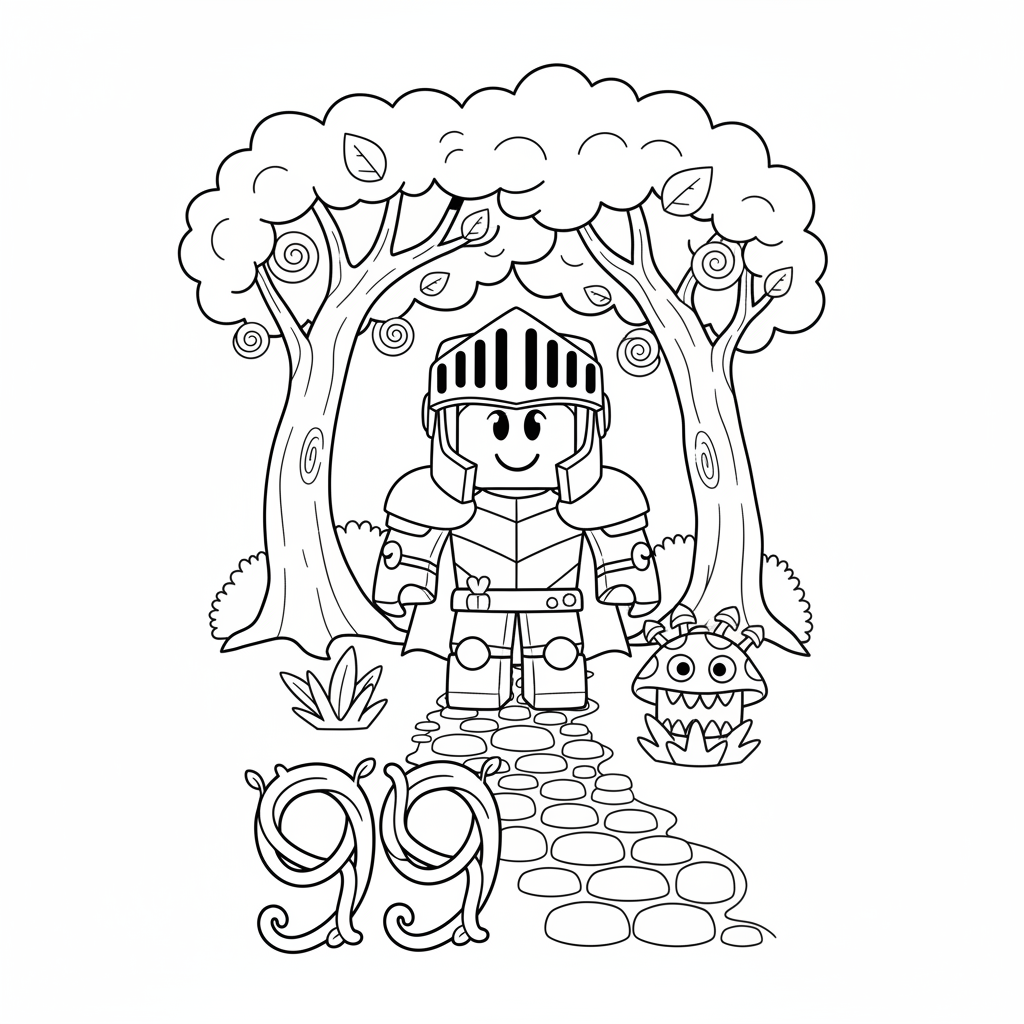 Coloriage Dessin du jeu 99 nights in the forest 8 à imprimer