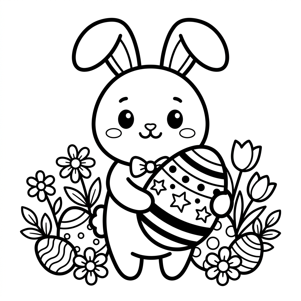 Dibujo de Pascua Kawaii para colorear 1